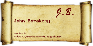 Jahn Barakony névjegykártya